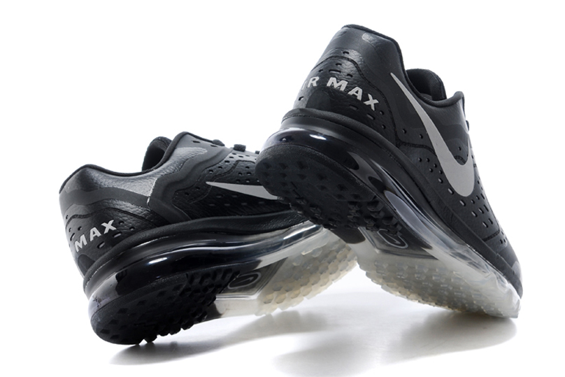 nike air max 2014 cuir chaussures de course hommes gris noir (5)
